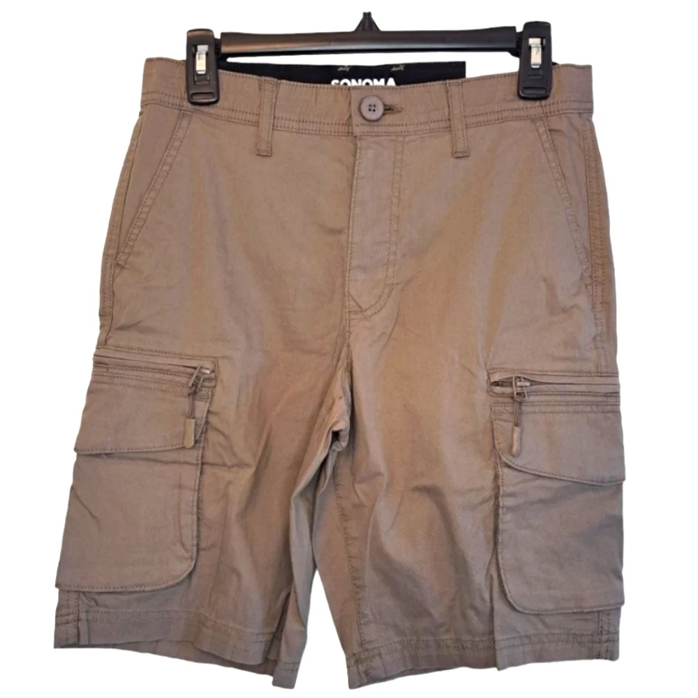 NEW Sonoma Outdoor Cargo Shorts Khaki Tan Lightweight Size 28